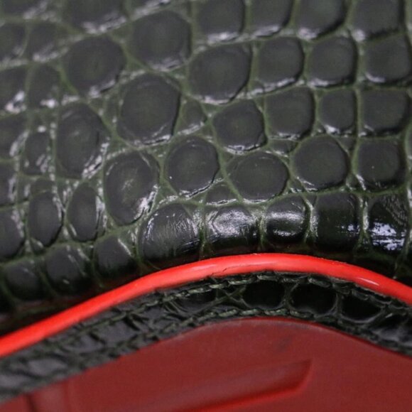 Christian Louboutin Calfskin Crocodile Embossed Spikes Large Cabarock Bag- Green - Picture 10 of 15